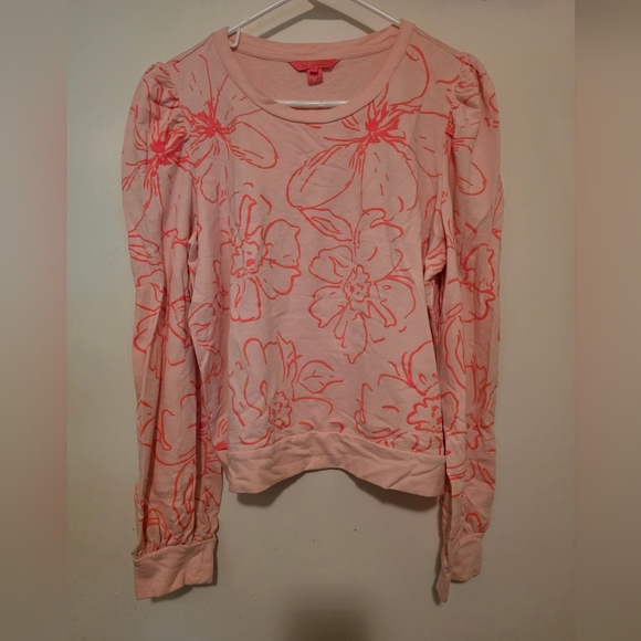 Lilly Pulitzer Tops - Lilly Pulitzer Pink Floral Cropped Sweatshirt